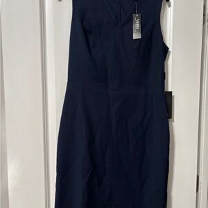 White House Black Market Navy Sleeveless Midi Sheath Dress